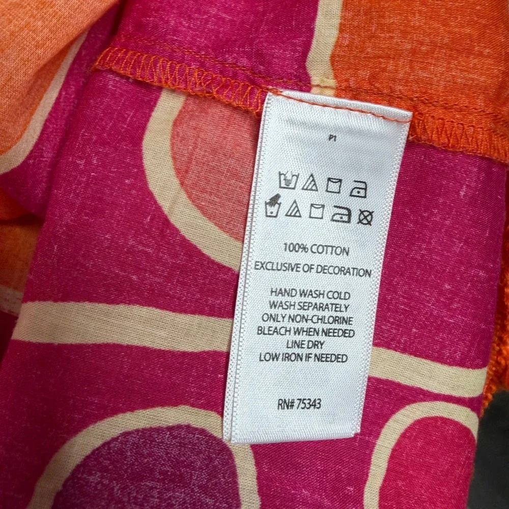 Christian Siriano New York Womens Orange Pink Abstract Cotton Tassel Tunic Top M